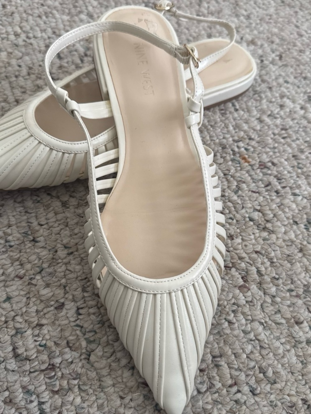 & Other Stories Cream Pointed Slingback Mules with Pleated Upper